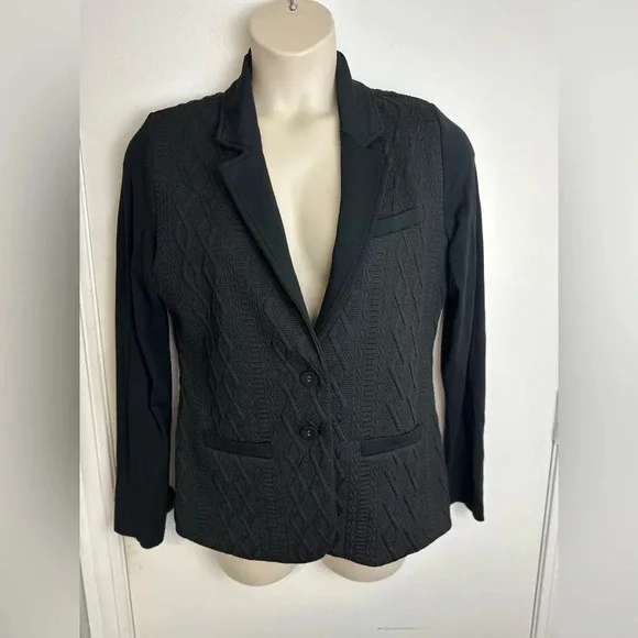 Tart Collections Black cable front texture blazer with button front size large - Picture 1 of 8